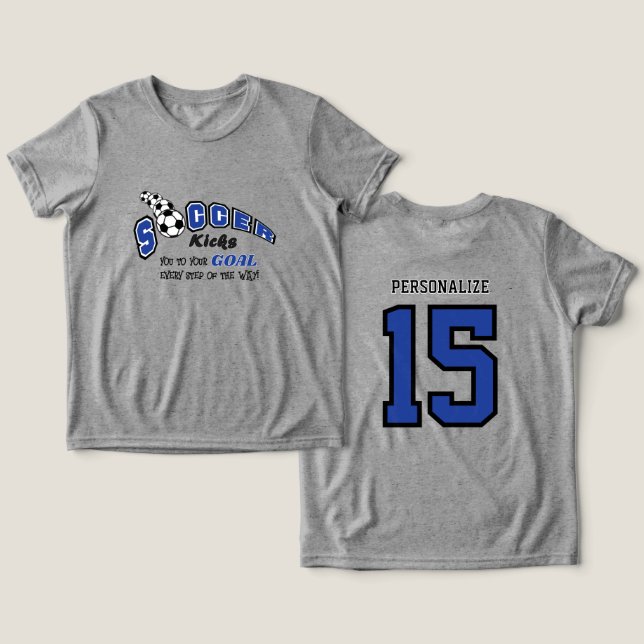 Soccer Kicks You to Your Goal - Dark Blue  Tri-Blend Shirt (Design Front & Back)