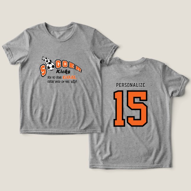 Soccer Kicks You to Your Goal - Orange Tri-Blend Shirt (Design Front & Back)