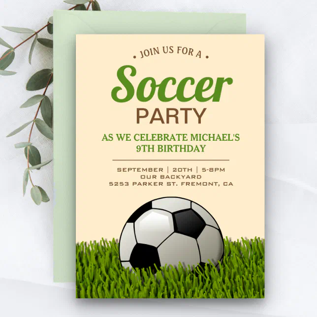 Soccer Kids Birthday Party Invitation | Zazzle