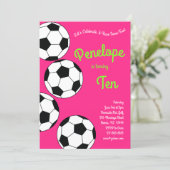 Soccer Kids Birthday Party Sports Pink Girls Invitation (Standing Front)