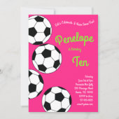 Soccer Kids Birthday Party Sports Pink Girls Invitation (Front)