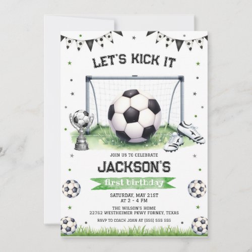 Soccer Kids Boy Birthday Party Invitation