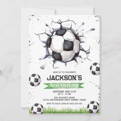 Soccer Kids Boy Birthday Party Invitation