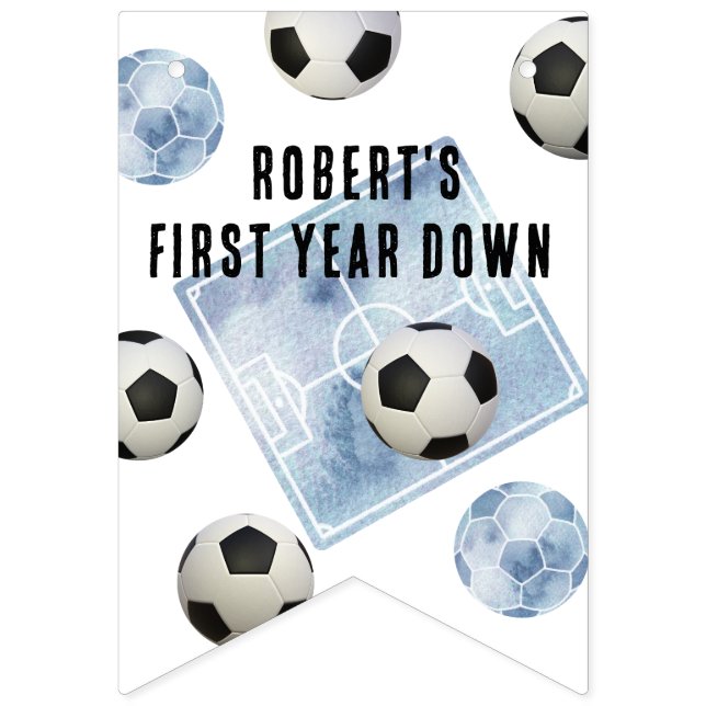 Soccer kids first birthday party  bunting flags (First Flag)