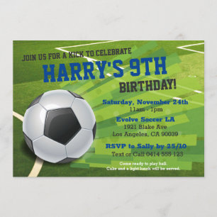 Soccer Kids Football Birthday Party Invitation