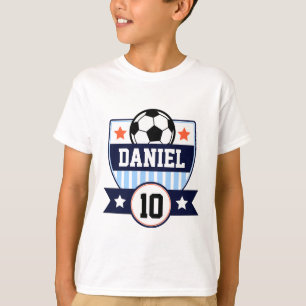 Soccer League Kids Football Name & Number Logo  T-Shirt