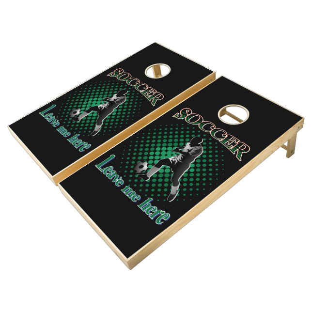 Soccer Leave Me Here 2021 Cornhole Set (Angled)
