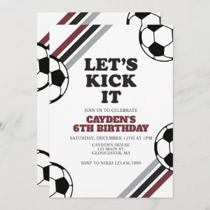 Soccer Let's Kick It Birthday Invitation