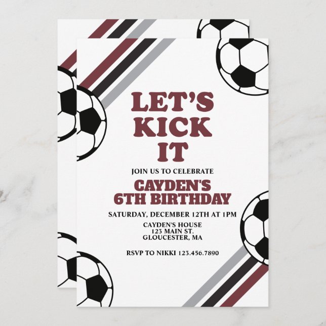 Soccer Let's Kick It Birthday Invitation (Front/Back)