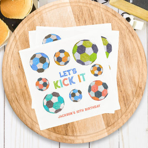 Soccer Let's Kick It Boys Birthday Napkins