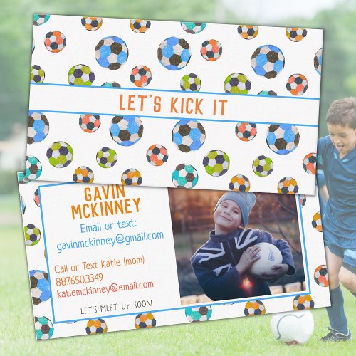 Soccer Lets Kick It Kids Contact Calling Card