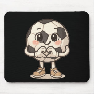 Soccer Ll With Heart Hands Love Cute Soccer Ll Mouse Pad