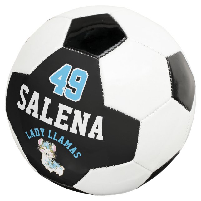 Soccer  Llama  - Blue, Black and White  Ball (Three Quarter)