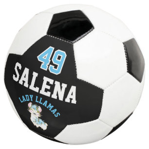 Soccer Llama - Blue, Black and White Soccer Ball