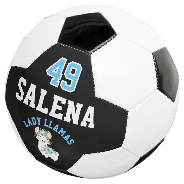 Soccer  Llama  - Blue, Black and White  Soccer Ball (Three Quarter)