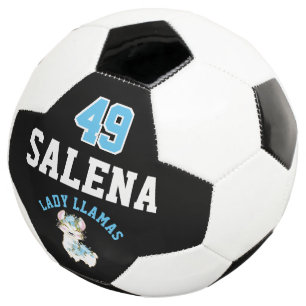 Soccer Llama - Blue, Black and White Soccer Ball