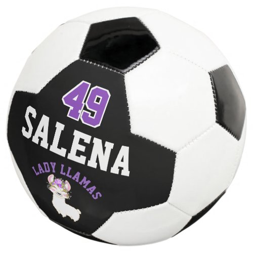 Soccer  Llama  _ Purple Black and White Soccer Ball