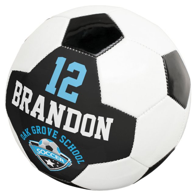 Soccer  Logo - Baby Blue, Black and White Soccer Ball (Three Quarter)