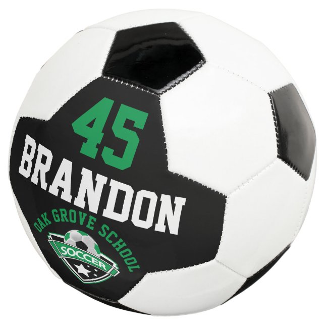 Soccer  Logo - Green, Black and White Soccer Ball (Three Quarter)