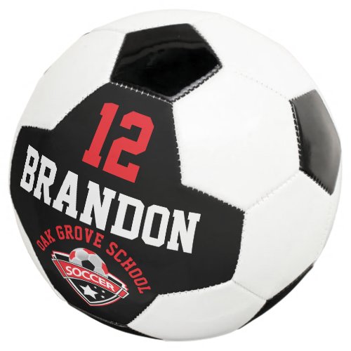 Soccer  Logo _ Red Black and White Soccer Ball