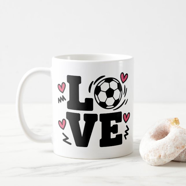 Soccer Love Cute Soccer Player Coach Sports Girls Coffee Mug (With Donut)