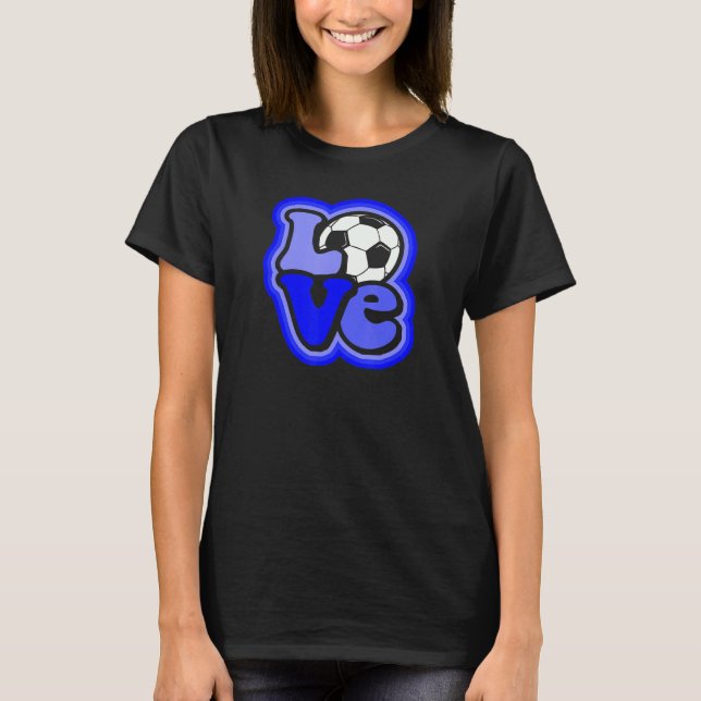 Soccer Love for Teen Girls & Women Shades of Blue  T-Shirt (Front)