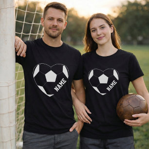 Soccer Love Heart Custom Player Name T-Shirt