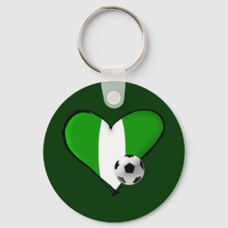 Soccer love Nigerian style - Naija flag heart Keychain