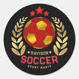 Soccer Lover Gifts   Vibrant Red Custom Logo Classic Round Sticker