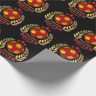 Soccer Lover Gifts Vibrant Red Custom Logo Wrapping Paper