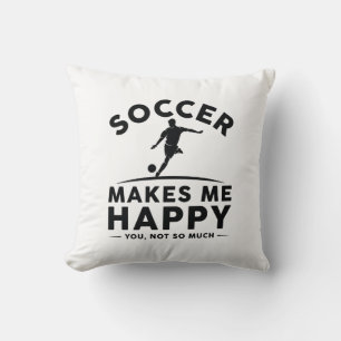 Soccer Makes Me Happy Throw Pillow