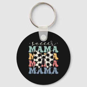 Soccer Mama Retro Groovy Soccer Softll Mom _1  Keychain