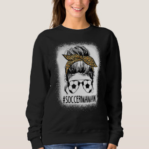 Soccer Mamaw Life Messy Bun Leopard Mother's Day B Sweatshirt