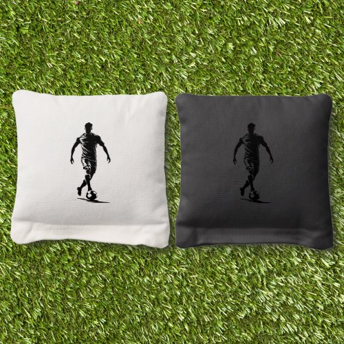 Soccer man with ball cornhole bags
