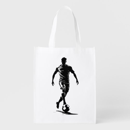 Soccer man with ball design. grocery bag