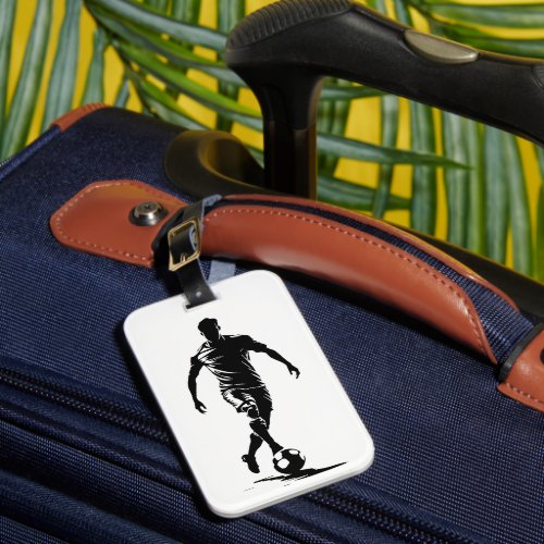 Soccer man with ball design. luggage tag