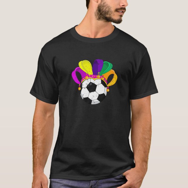 Soccer Mardi Gras Hat Funny Festival Party Lover S T-Shirt (Front)