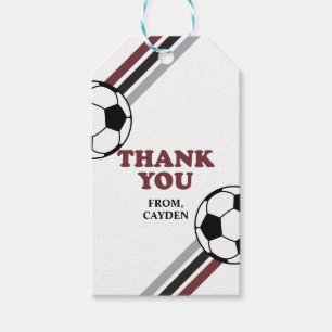 Soccer Maroon Birthday favor tags