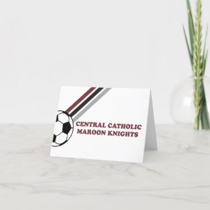 Soccer Maroon Knights Stripes Letterpress Thank You Card