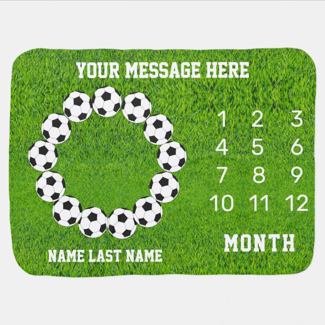 Soccer milestone baby blanket (Horizontal)