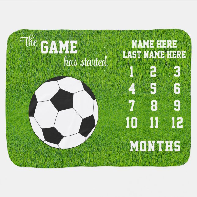 Soccer milestone baby blanket (Horizontal)