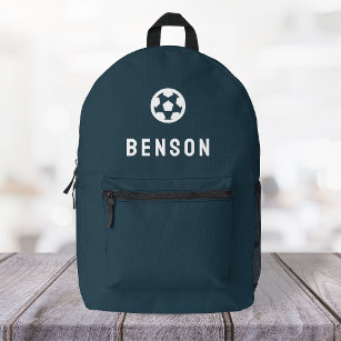 Soccer Modern Minimal Navy Blue Football Printed Backpack