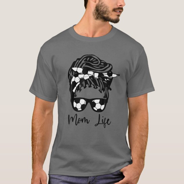 Soccer Mom African American Mom Life Messy Bun Loc T-Shirt (Front)