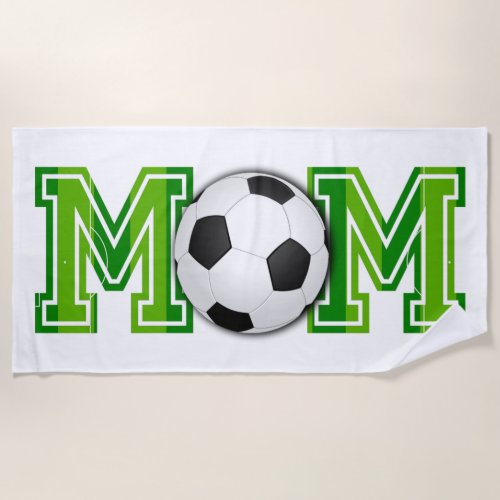 Soccer Mom Ball and Field Football Pitch Beach Towel