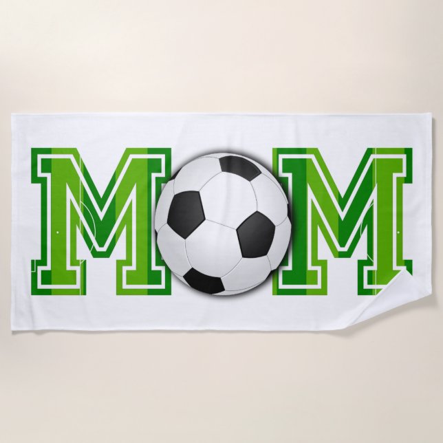 Soccer Mom Ball and Field Football Pitch Beach Towel (Front)