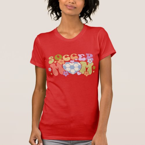 Soccer Mom Ball Heart Floral Retro T_Shirt