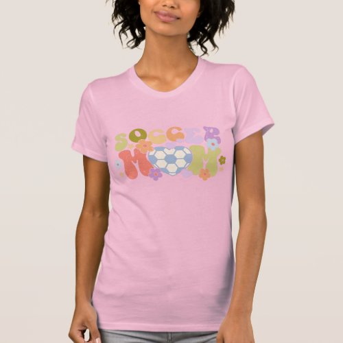Soccer Mom Ball Heart Floral Retro T_Shirt