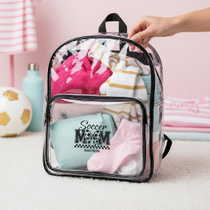 Soccer Mom Bow Personalized Name Clear Backpack