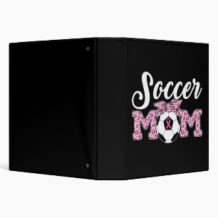 Soccer Mom Breast Cancer Awareness Pink Ribbon Leo 3 Ring Binder
