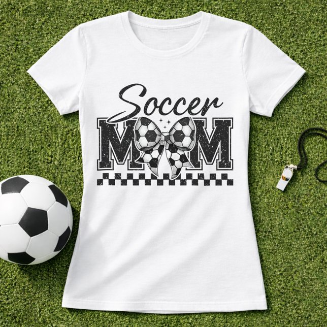 Soccer Mom Checkered Bow T-Shirt (Creator Uploaded)